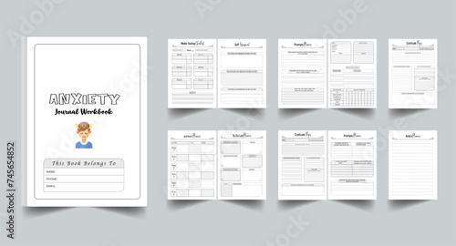 Cuadro en lienzo Anxiety Journal Workbook Planner With Cover Page Layout