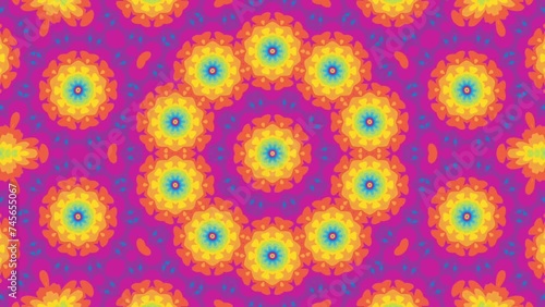 Bright iridescent background, throbbing abstract colorful concentric pattern