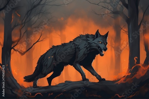 Wolf Walking Through Forest