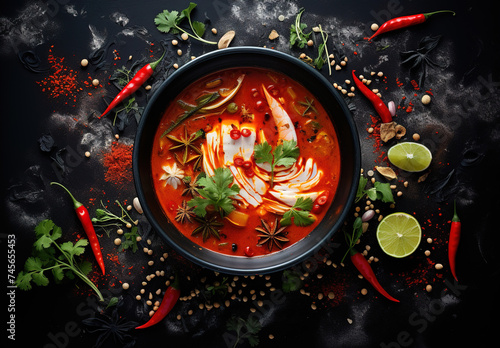 Kimchi soup and condiments, generative ai