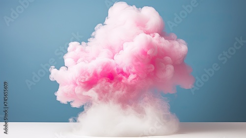 pink smoke on the blue background. Generative AI