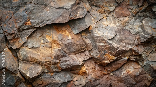 A dark brown rough mountain surface with cracks, providing a textured brown stone background with space for design