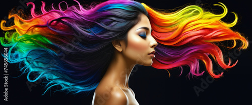 Portrait of an Indian girl with colorful hair