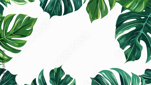 background illustration vector of monstera leaves. free copy space in the middle.