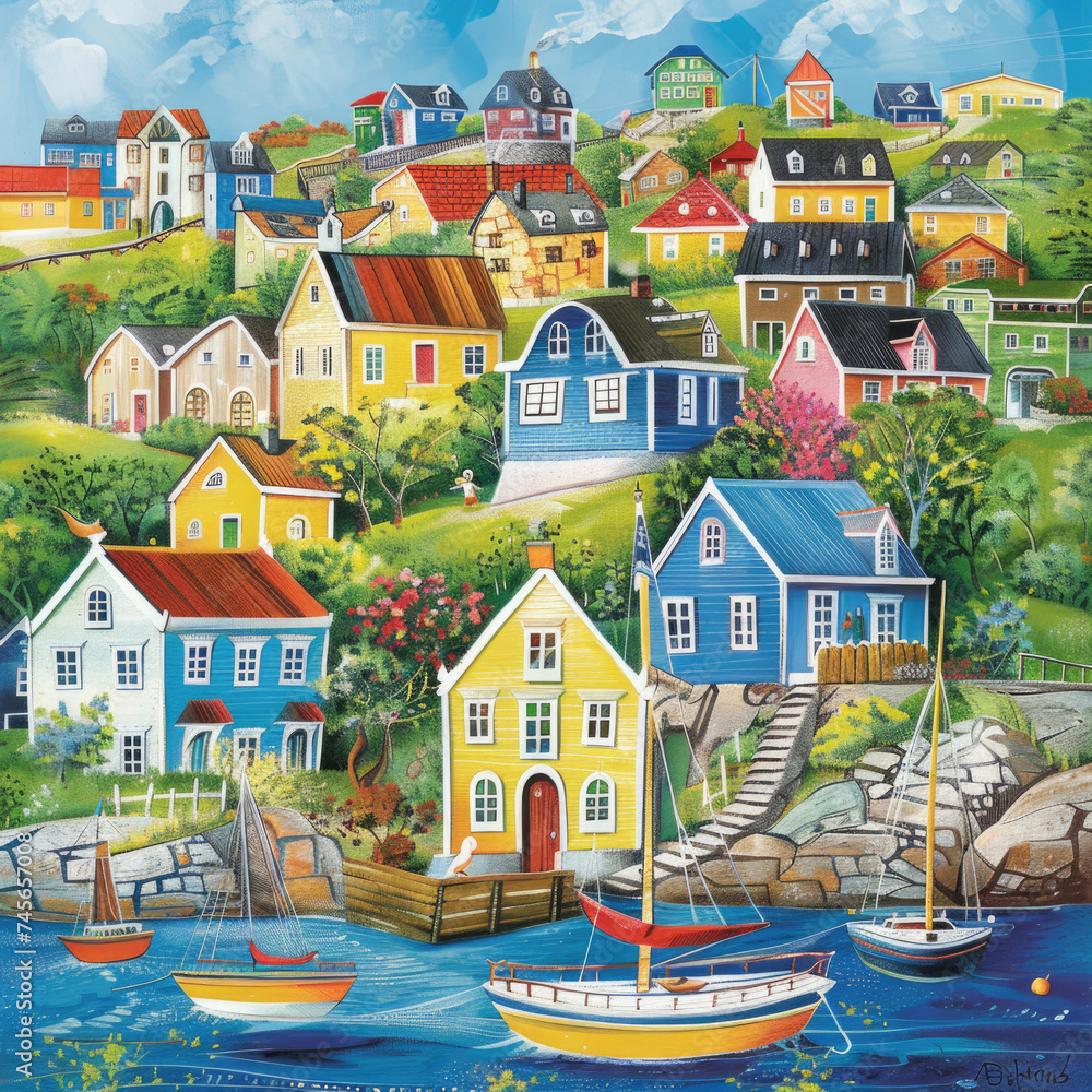 A-charming-seaside-village-with-brightly-colored-house