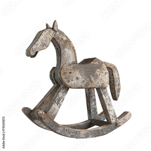 wooden rocking horse isolated on transparent background, png