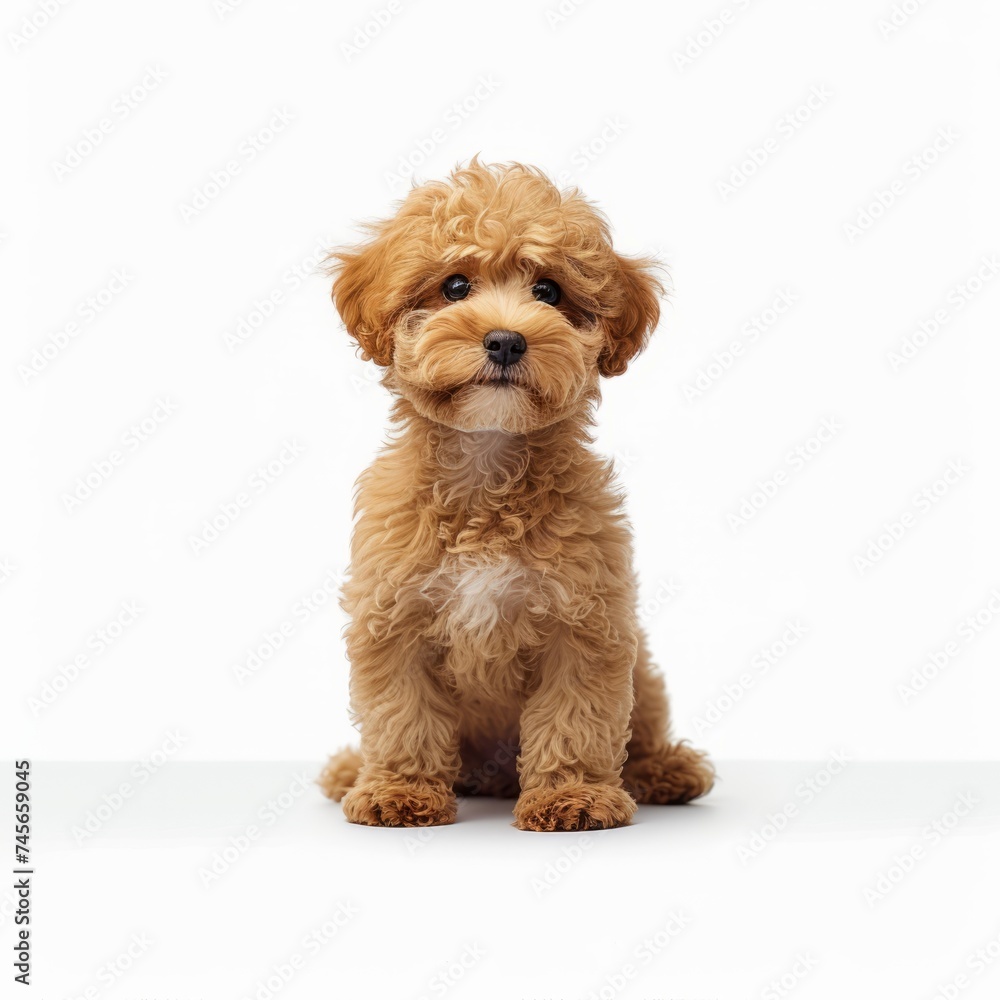 cute puppy maltipoo dog posing isolated