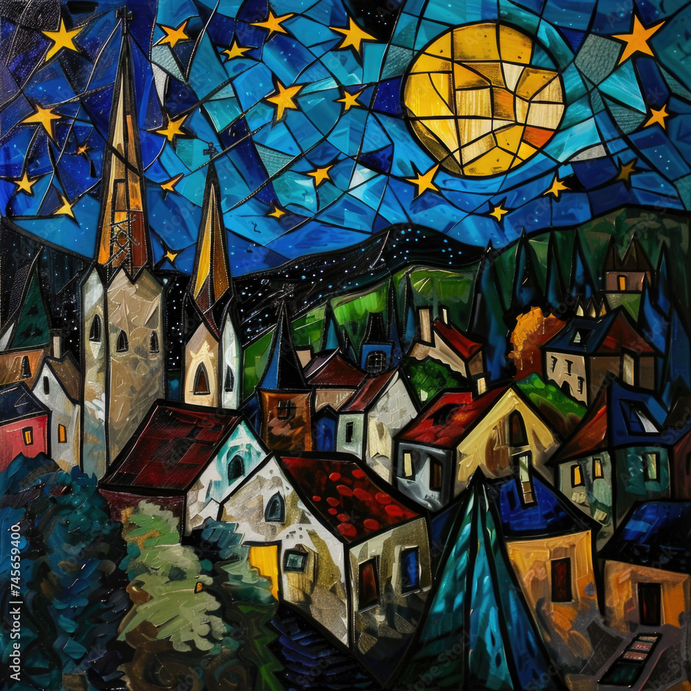 a-picture-of-a-village-under-the-starry-sky-in-the-stars a-picture-of-a-village-under-the-starry-sky-in-the-stars