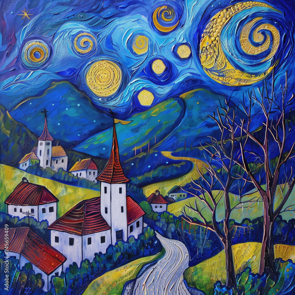 a-picture-of-a-village-under-the-starry-sky-in-the-stars a-picture-of-a-village-under-the-starry-sky-in-the-stars