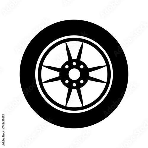Car wheel icon vector. Wheel illustration sign. Tire service symbol or logo. photo