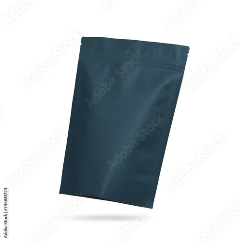 Paper coffee bags mockup template, PNG transparency with shadow