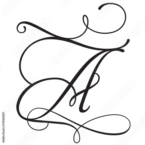 A letter a name swirl font decoration laser cut vector sign design lettering