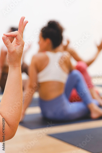 Woman in yoga class