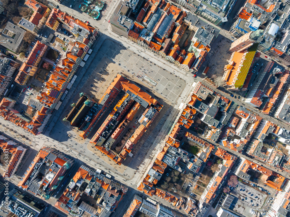 Aerial panoramic view of Wroclaw Market Square. Wroclaw, Poland, Europe