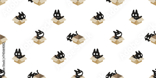 cat seamless pattern paper box vector kitten calico munchkin neko pet cartoon doodle tile background gift wrapping paper illustration repeat wallpaper isolated design
