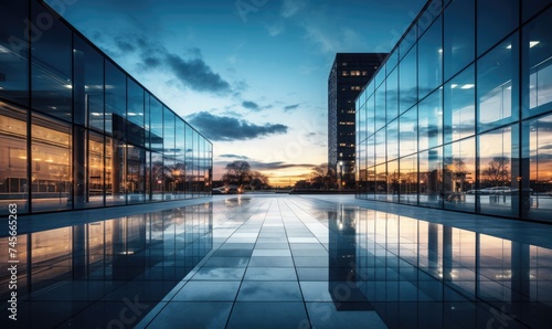 modern office and finance, skyscraper, the reflective qualities of a modern glass facade,  photo