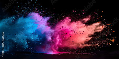 People celebrating the Holi festival with colors, powder, Color in hand, bowls of colors - Ai Generated photo