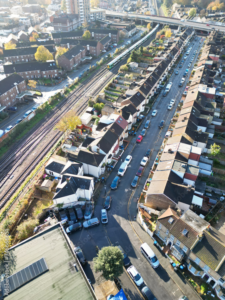 Aerial View of West Croydon London City of England Great Britain. November 20th, 2023