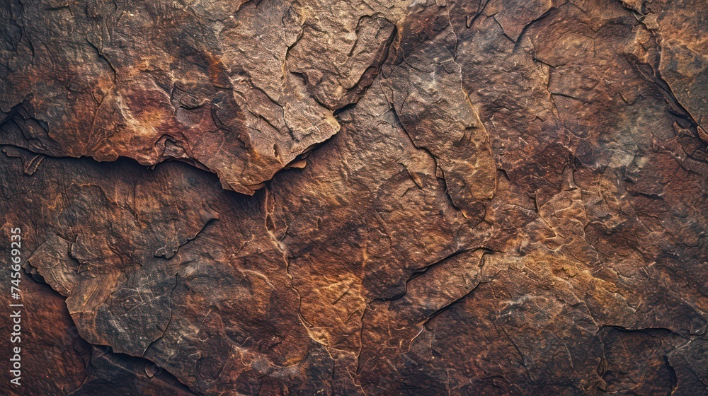 A textured dark brown rough stone mountain surface with visible cracks A textured dark brown rough stone mountain surface with visible cracks