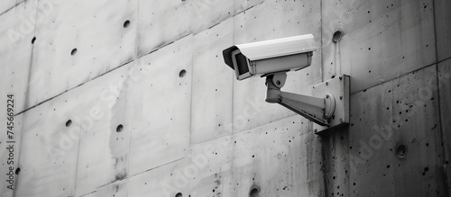 Security Camera Mounted on Concrete Wall