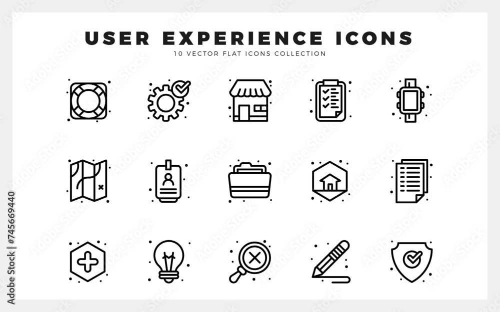 15 User Experience Lineal icon pack. vector illustration. Stock Vector ...