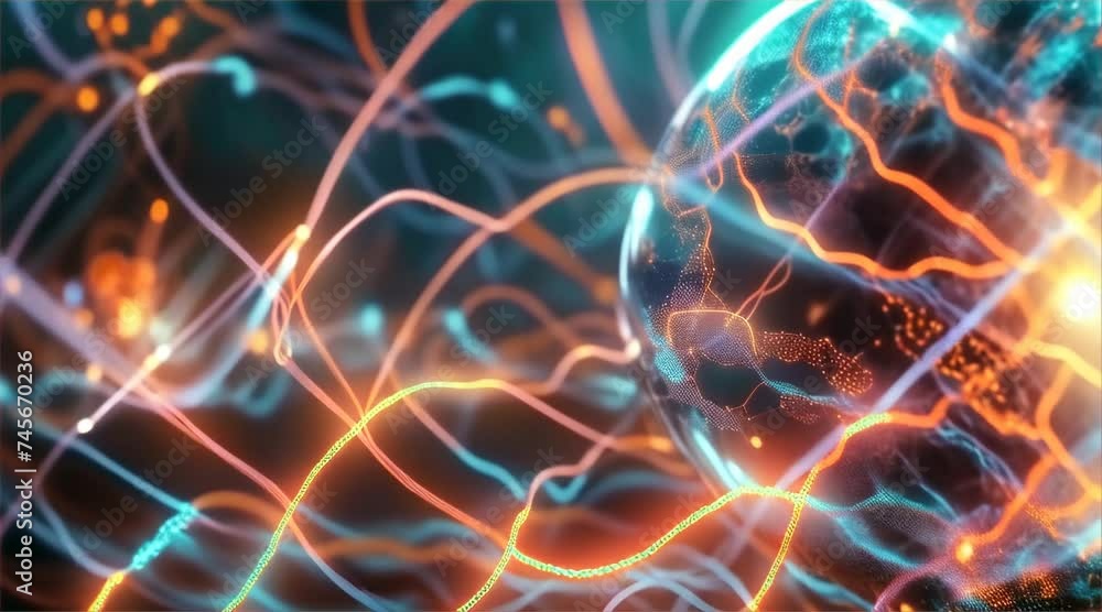 Close up on an electric orb energy pulses futuristic technology
Close up on an electric orb energy pulses futuristic technology
