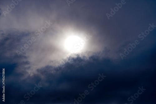 Scenic view of cloudy sky in backlight with sun at Hönggerberg at Swiss City of Zürich on a cloudy winter afternoon. Photo taken February 24th, 2024, Zurich, Switzerland.