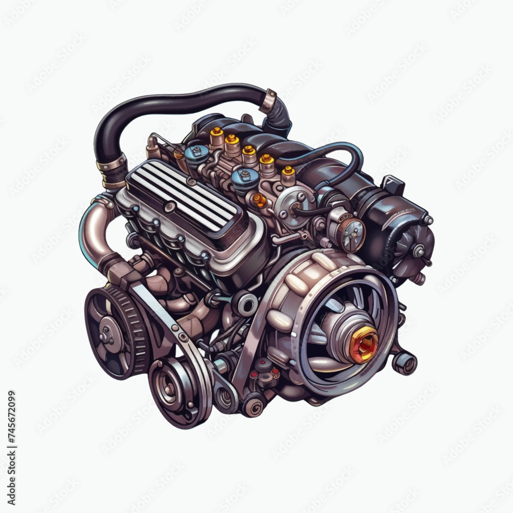 Car engine illustration on white background Car engine illustration on white background