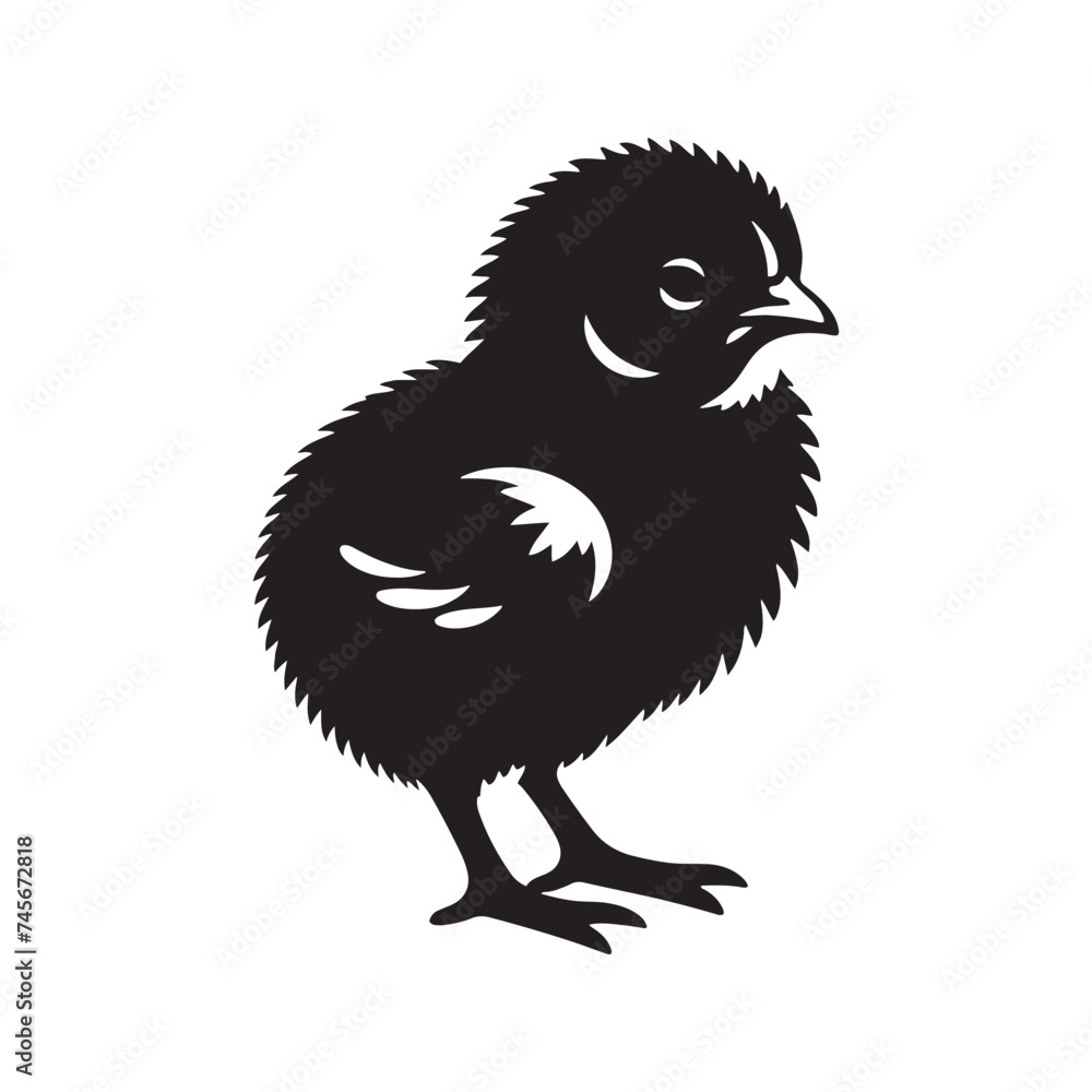 Fototapeta premium Adorable Black Vector Baby Chicks Silhouette: Perfect for Easter Crafts, Designs, Cards, and Decorative Projects. Baby Chicks Vector Silhouette.