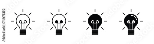 light bulb icon set. idea lamp icon symbol sign. vector illustration