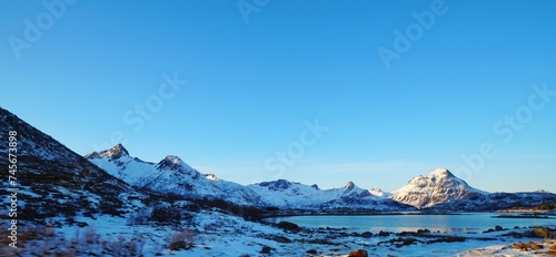 Snow mountain during winter season at Norway, Europe. 