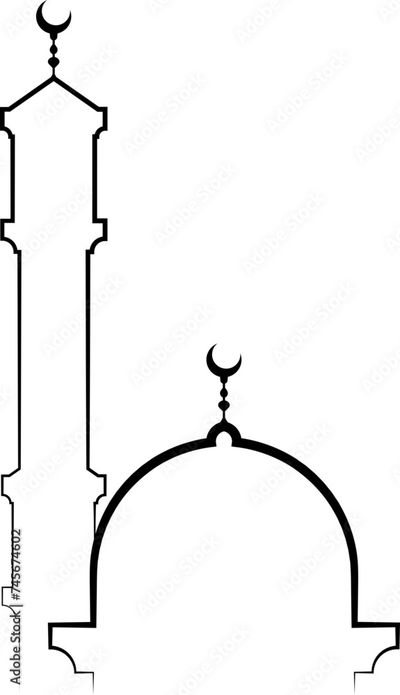 Islamic mosque line edge Islamic mosque line edge