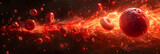Planet Engulfed In Flames Portraying A Fiery And Dramatic Scene,
Realistic space with planets, stars and red clouds 
 
