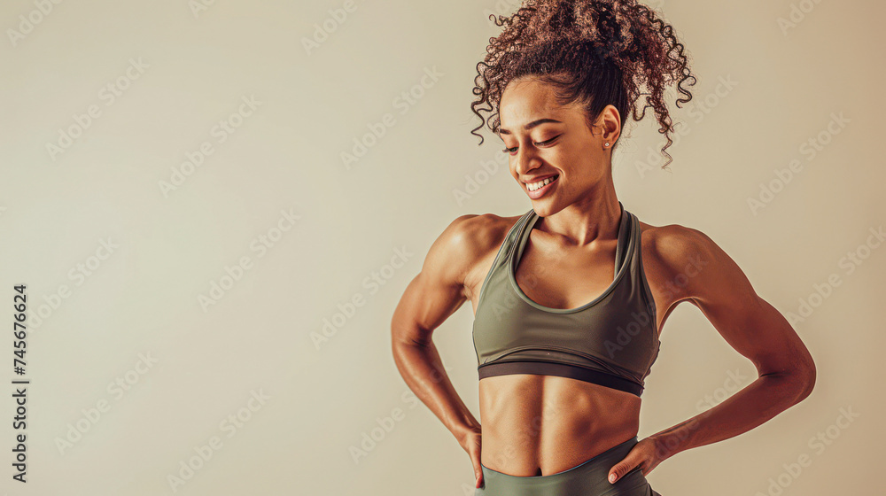 Athletic woman with a toned physique posing confidently in a gym, showcasing health and fitness. Athletic woman with a toned physique posing confidently in a gym, showcasing health and fitness.