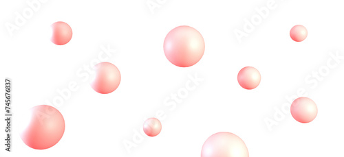 3d Pink bubbles or balls on png background. Pink balls png. Abstract surreal realistic 3d render banner design.