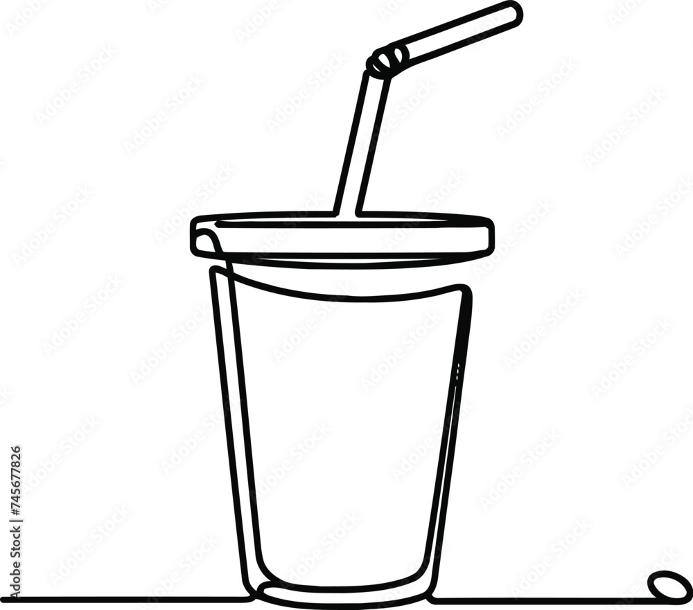 drink cup in continuous line drawing minimalist style, foods and drinks illustration. drink cup in continuous line drawing minimalist style, foods and drinks illustration.