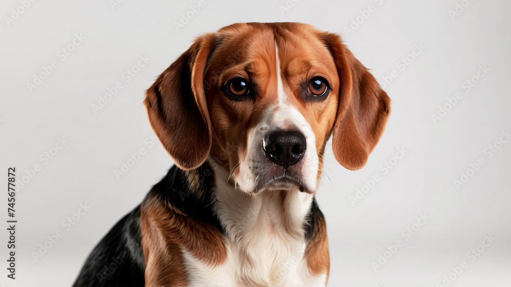 Close-up portrait of a beagle with expressive eyes conveying a sense of longing and anticipation