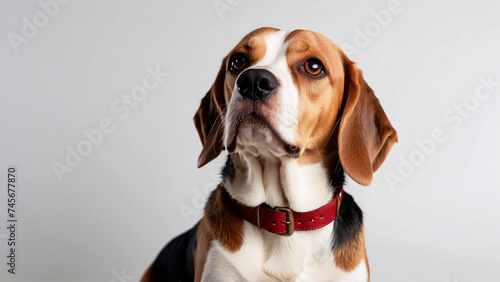Despite the obscured face, the image captures the beagle's playful nature through its body language