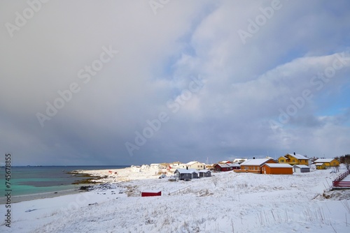 Fototapeta Naklejka Na Ścianę i Meble -  Fisherman village during winter season at Norway, Europe.
