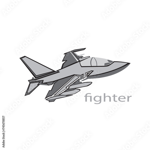 fighter plane icon logo illustration design vector