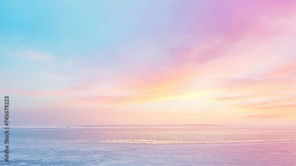 multicolor sky with fluffy cloud landscape background