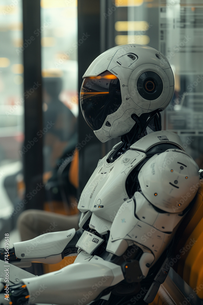 a group of business are using computer robot sits in the office AI with Human concept a group of business are using computer robot sits in the office AI with Human concept