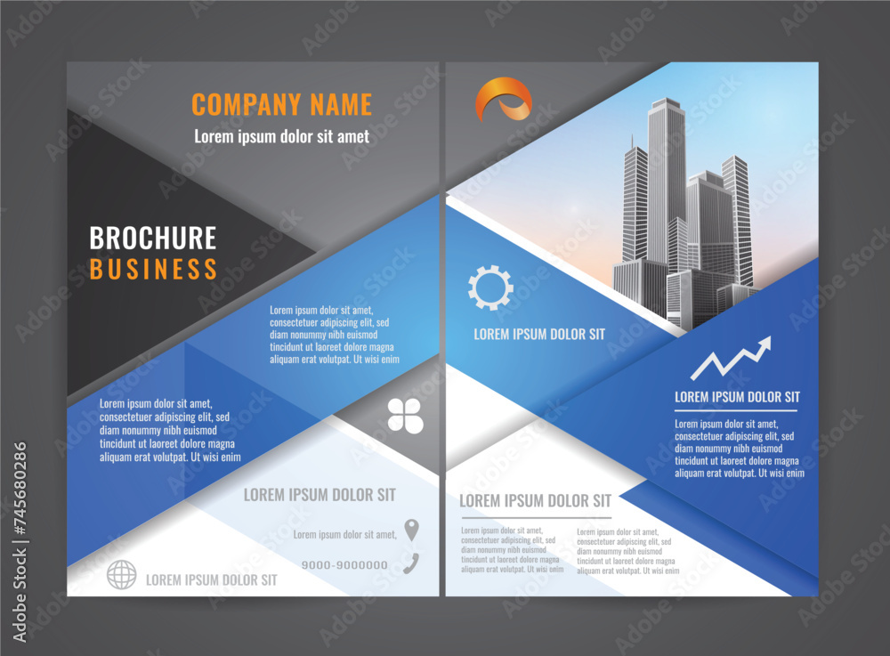 Modern brochure flyer design template. A4 Magazine Cover Template Featuring Modern Urban Scenery magazines, posters, booklets, wallpaper, banners, corporate presentation.