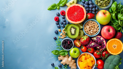 fruit and vegetables on the table, consept of heathy food © Kateryna Kordubailo