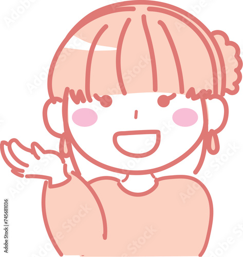 案内・紹介をする女性のイラスト3-1
