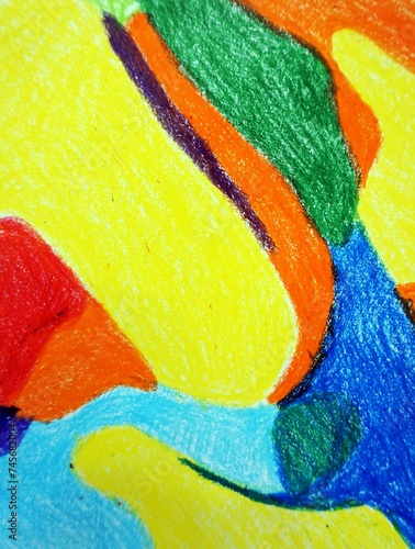 abstract drawing colorful wax crayon geometric shape