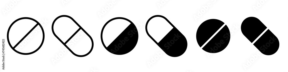 Pills icons basic simple design Pills icons basic simple design