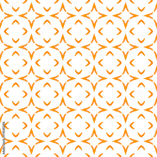 Ethnic hand painted pattern. Orange quaint boho