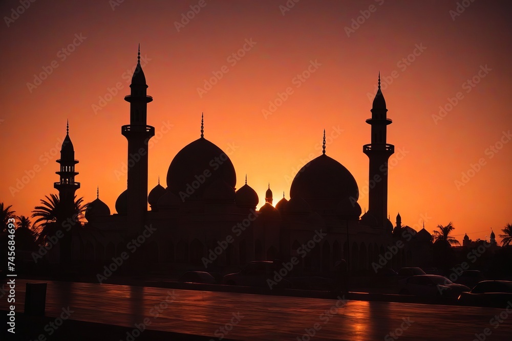 Faith Mosque Sunset Silhouette