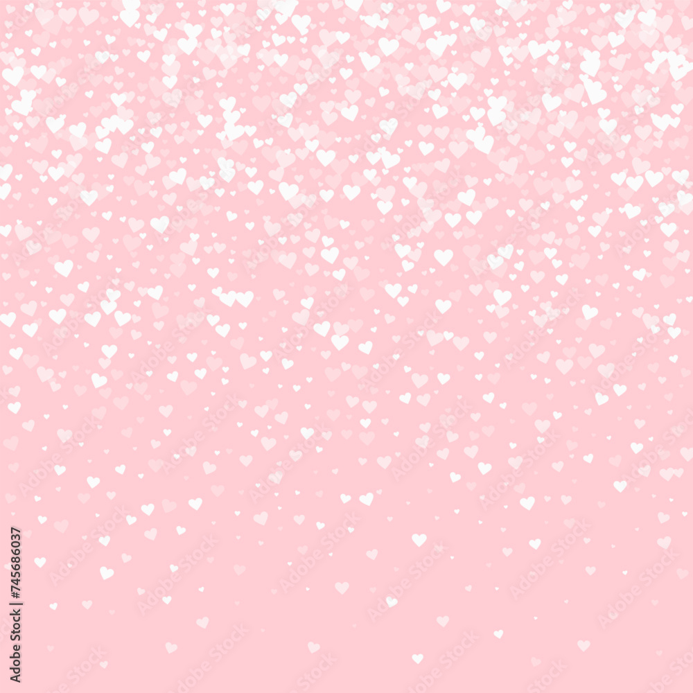 White hearts scattered on pink background.